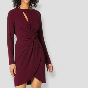 DRESS THE POPULATION Coby Twist Front Dress Burgundy